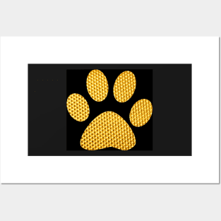 Golden Dog footprint-Black Posters and Art
